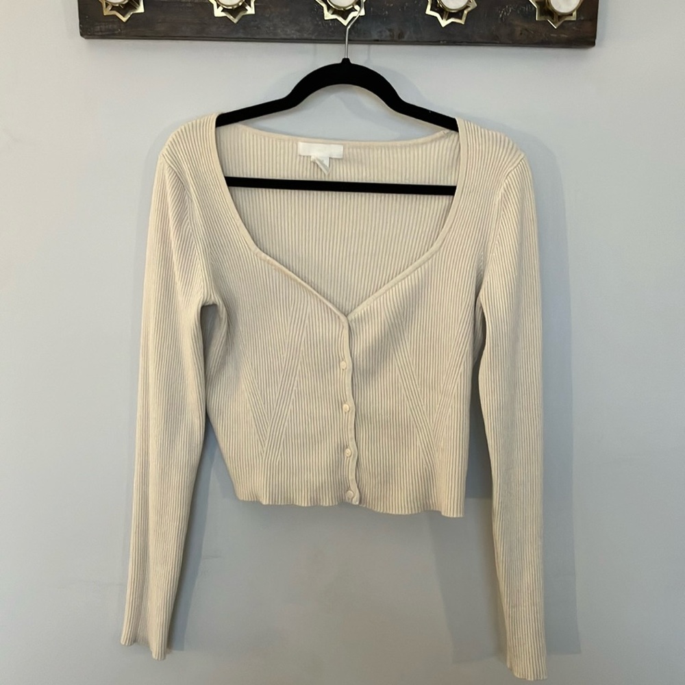 H&M Ribbed cropped cardigan  (M)